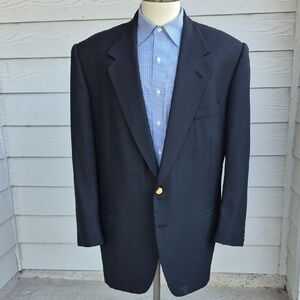 OXXFORD Solid Black Zephyr Weave Super 100s Wool Sz 48 R L Mens Sport Coat VTG